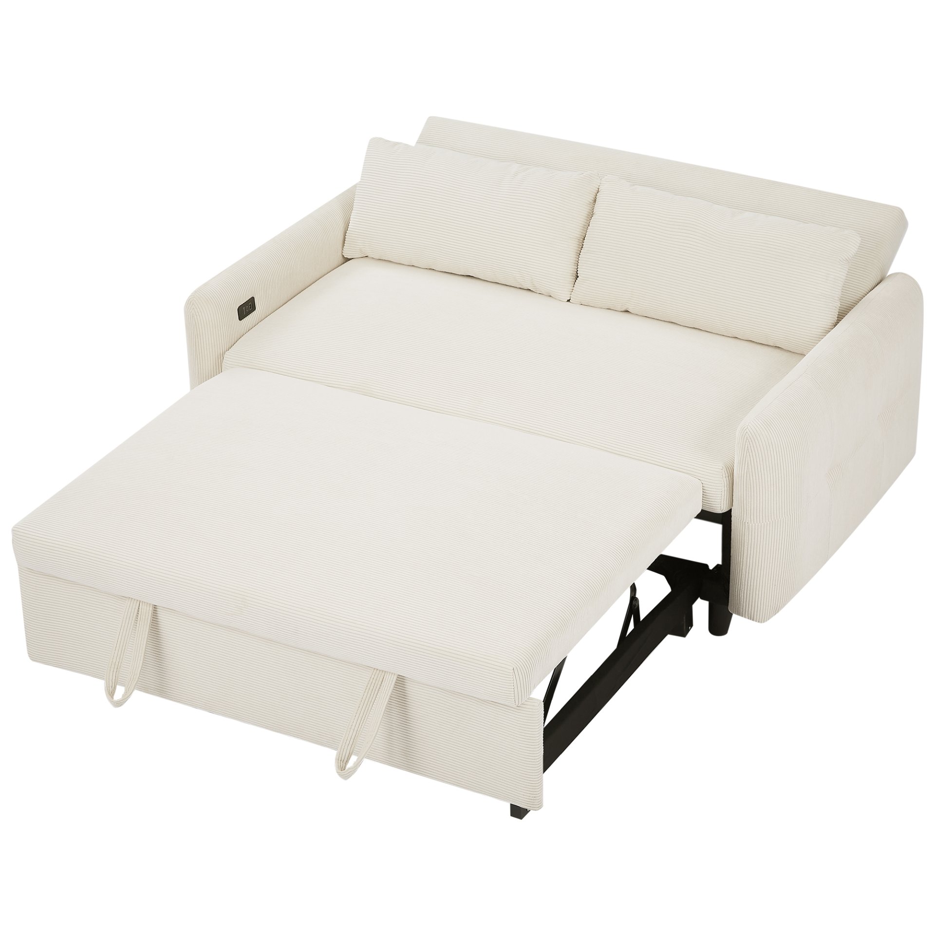 Pull Out Sofa Bed Convertible Couch 2 Seat Loveseat Sofa Modern Sleeper Sofa With 2 Throw Pillows And USB Ports For Living Room - Beige - Image 22