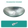 Vessel Sink With Pop Up Drain, Boat Shape Above Counter Bathroom Sink - Silver - Image 5