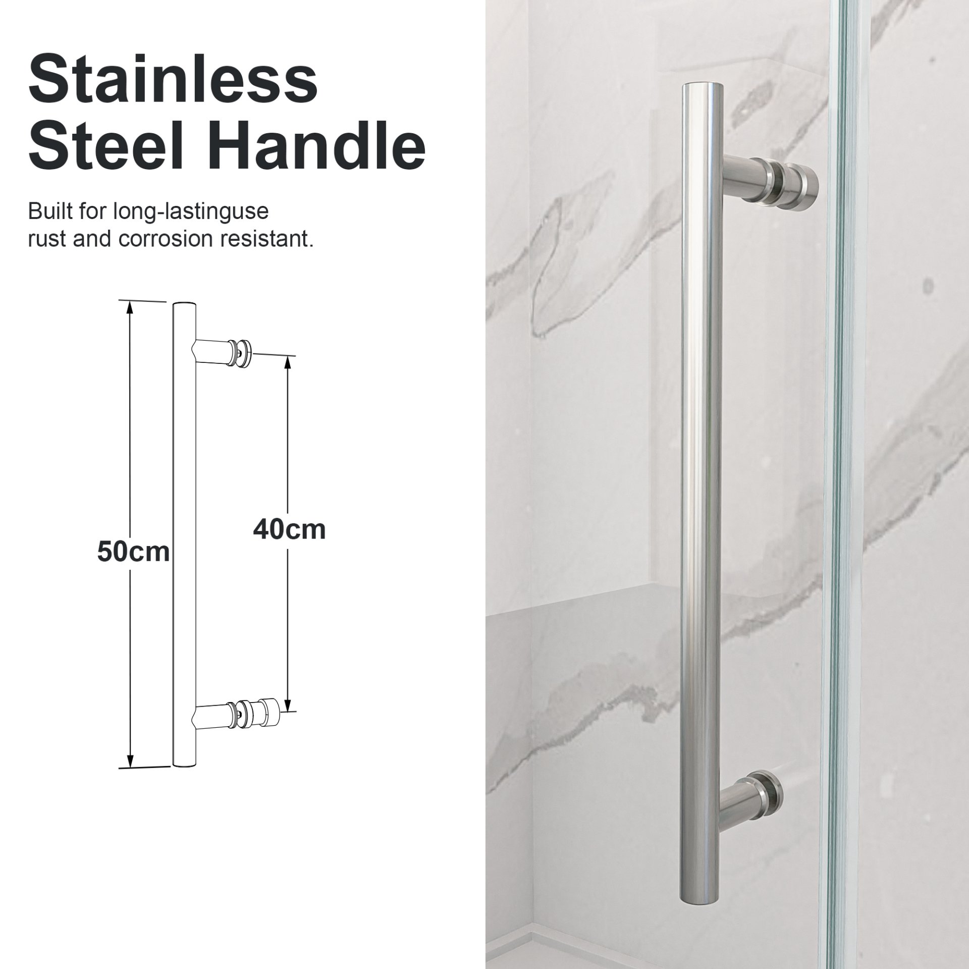 Frameless Single Sliding Shower Door With Bypass Design Clear Tempered Glass - Brushed Nickel - Image 9