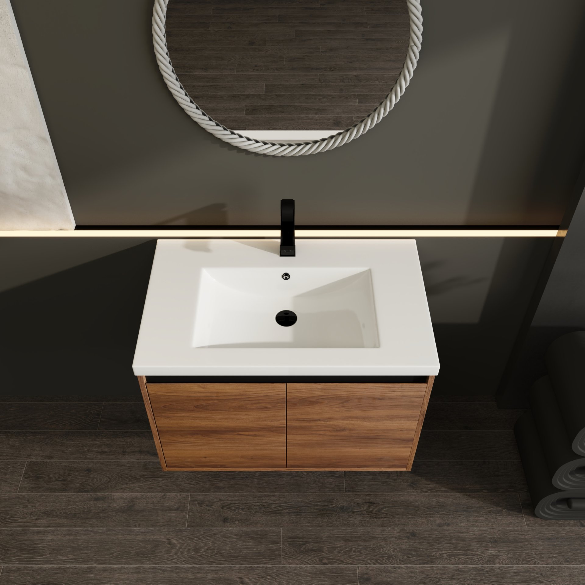 Bathroom Vanity With Resin Countertop Sink - Brown - Image 6
