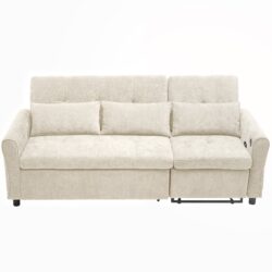 2 In 1, 3 Seater Sofa With Pull Out Bed And Reversible Recliner - Beige