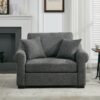 Modern Chenille Oversized Armchair, Chair And A Half, Single Sofa For Bedroom, Living Room, Wide - Gray - Image 4