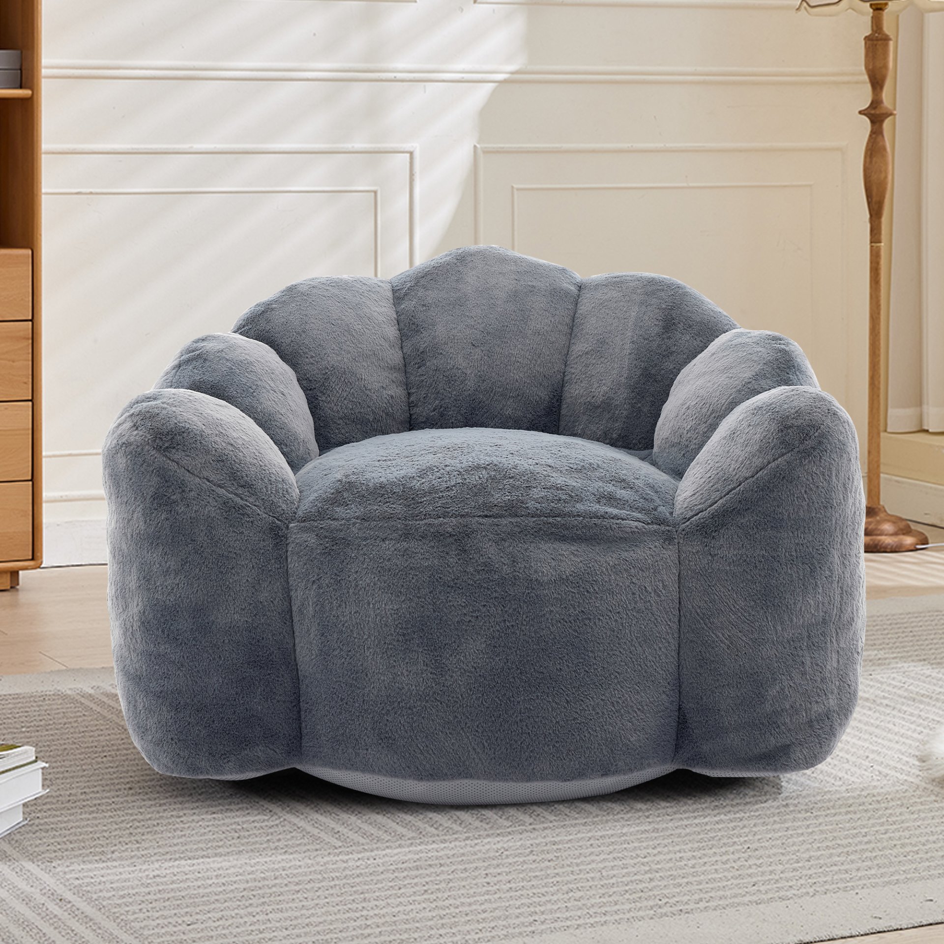 Lotus Compression Sofa Bean Bag With Pull Ring - Gray - Image 4