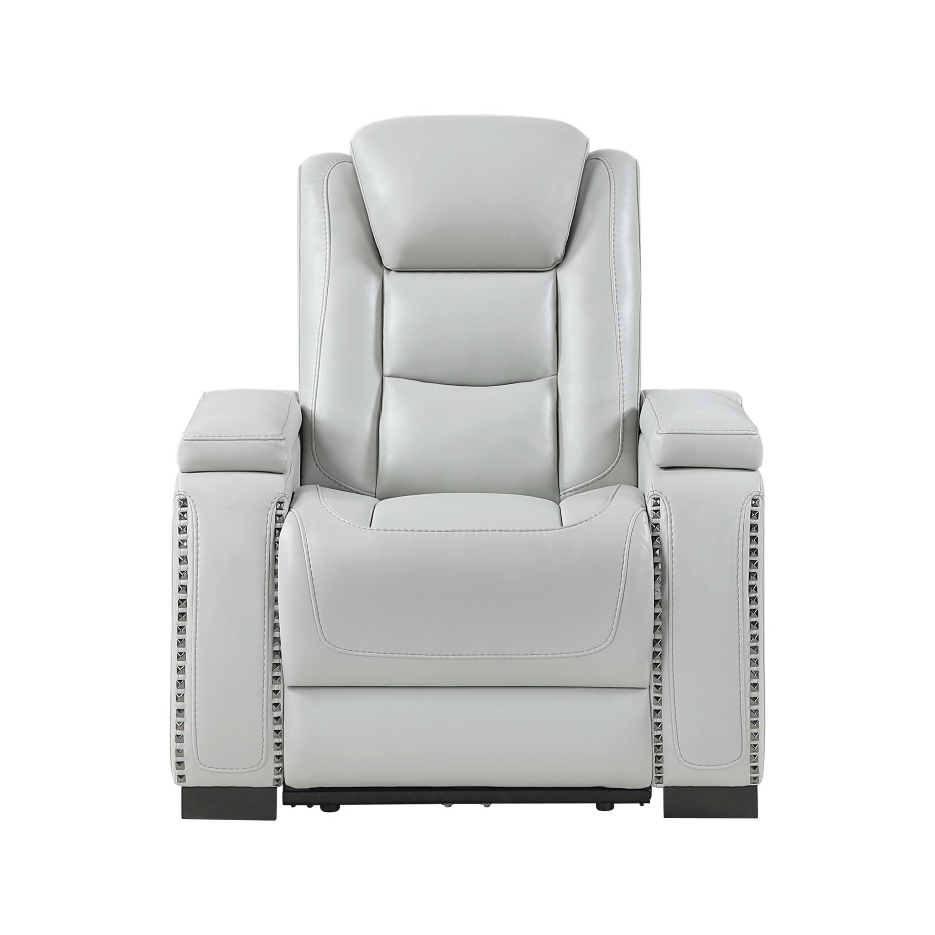 3 Piece Power Sofa Set With Recliner, USB LED Headrest, Bookshelf Arms, Drop Down Table And Storage Frame - Grey - Image 10