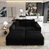 3 Seat Sofa, Deep Seat Couches With Soft Pillows And 2 Ottomans, Convertible Sofa Lounge Chair, For Living Room - Black - Image 22