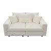 3 Seat Sofa, Deep Seat Couches With Soft Pillows And 1 Ottomans, Convertible Sofa Lounge Chair, For Living Room - Beige - Image 23