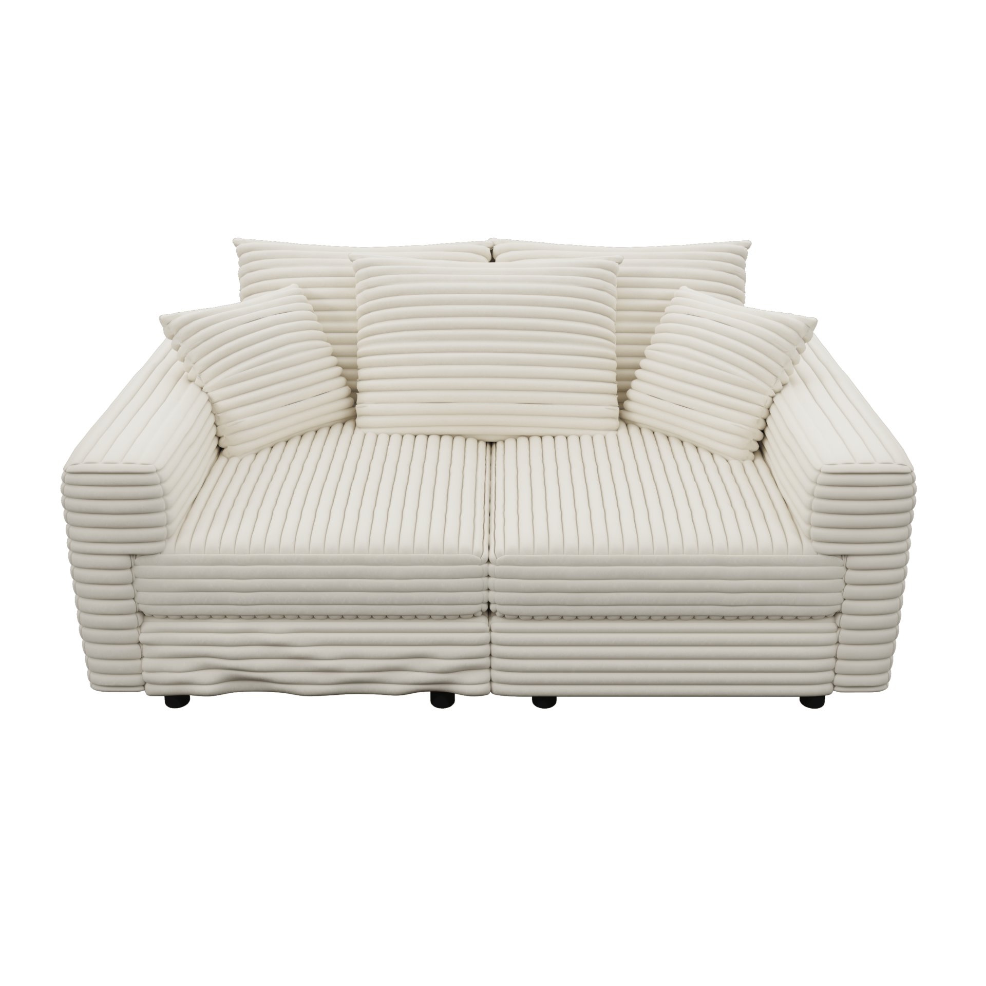 3 Seat Sofa, Deep Seat Couches With Soft Pillows And 1 Ottomans, Convertible Sofa Lounge Chair, For Living Room - Beige - Image 23