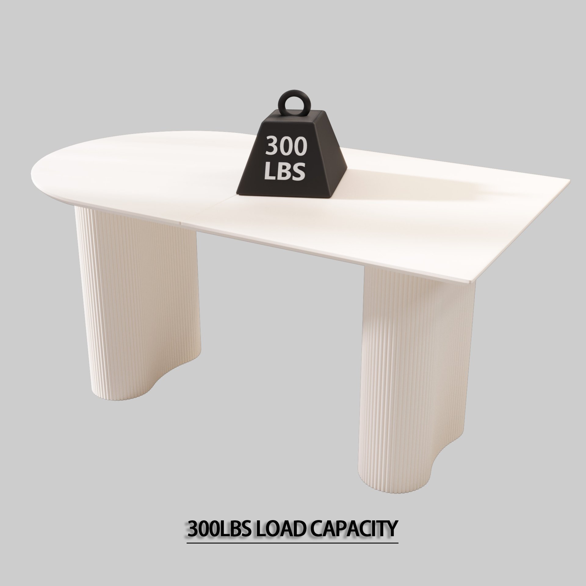 Modern Cream Style Dining Table With Round Wave Legs, 4 - 8 Person - Cream White - Image 9