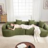 4 Seater Sofa With Chenille Fabric, 30D, 60 Hardness Full Sponge, 4 Pillow For Living Room, Home Furniture Sleeper Sectional Sofa For Apartment - Green - Image 35