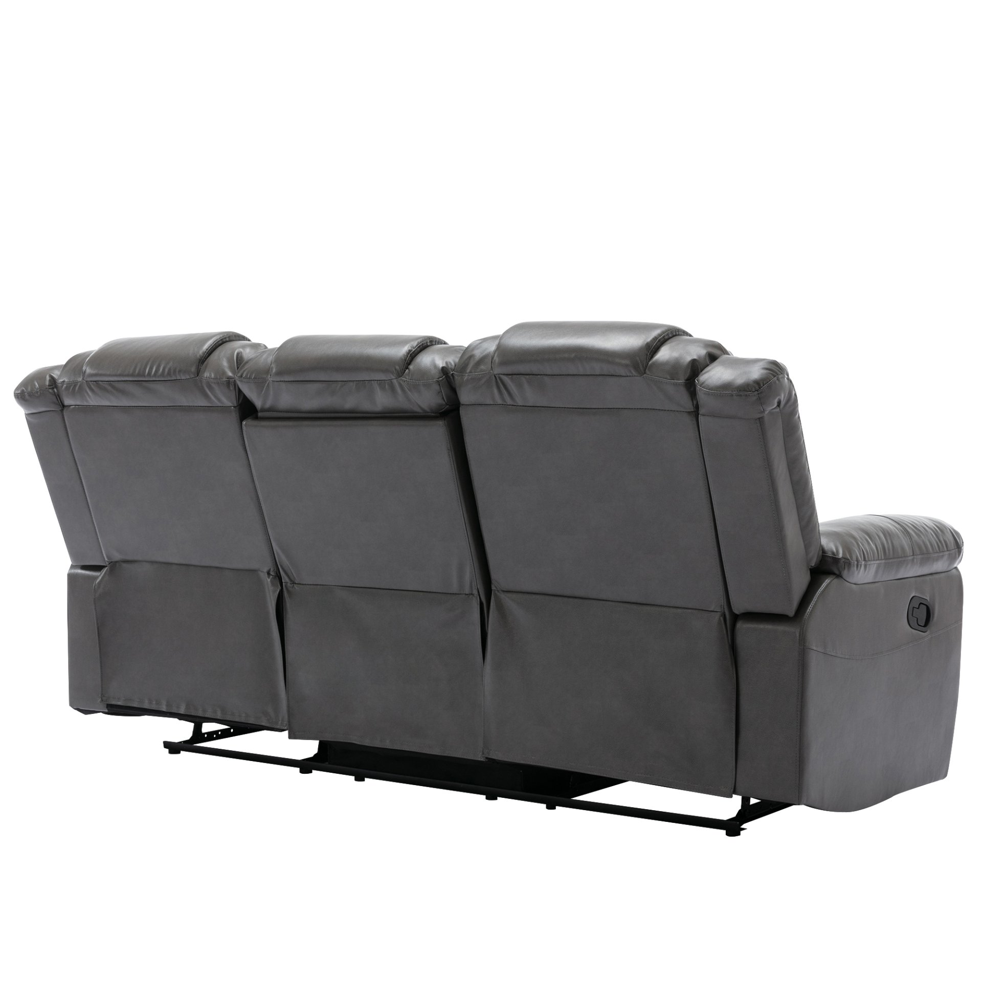 3 Seater Home Theater Recliner Manual Recliner Chair With Two Built-In Cup Holders For Living Room - Gray - Image 11