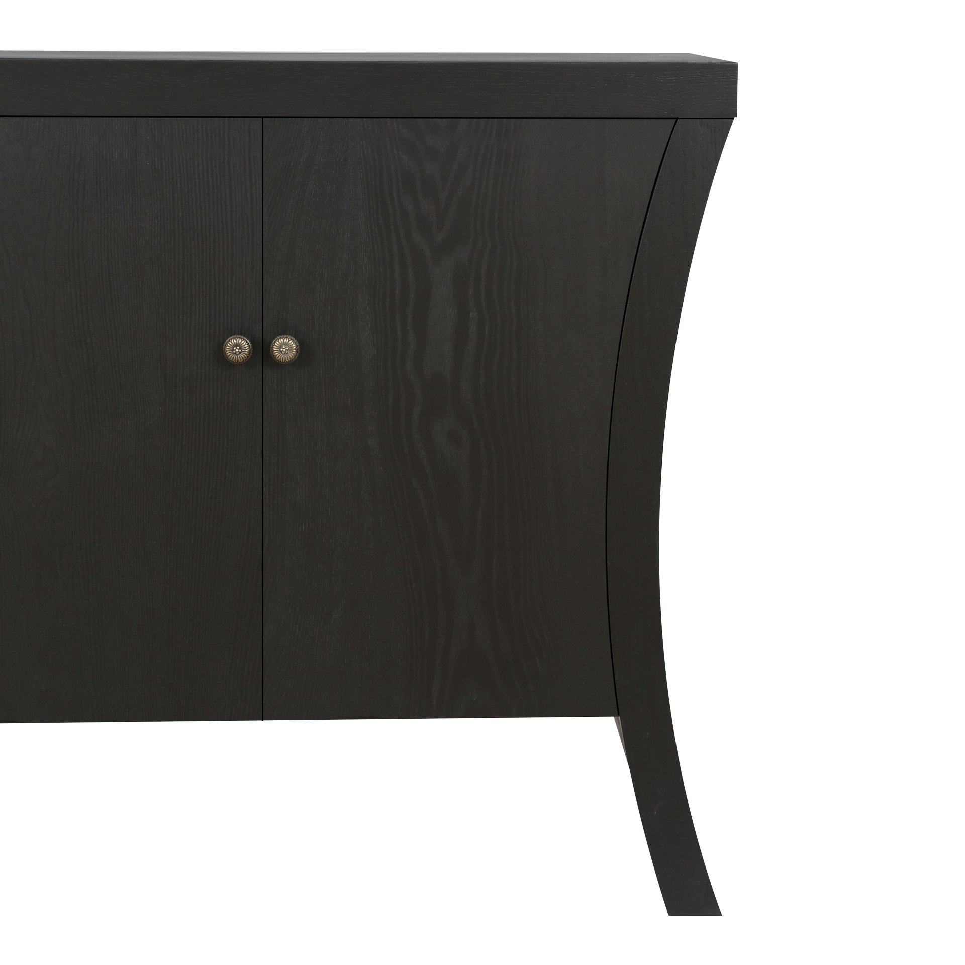 Refined 4 Door Credenza With Arc Legs & Bronze Clasps, Advanced Storage Design - Black - Image 12