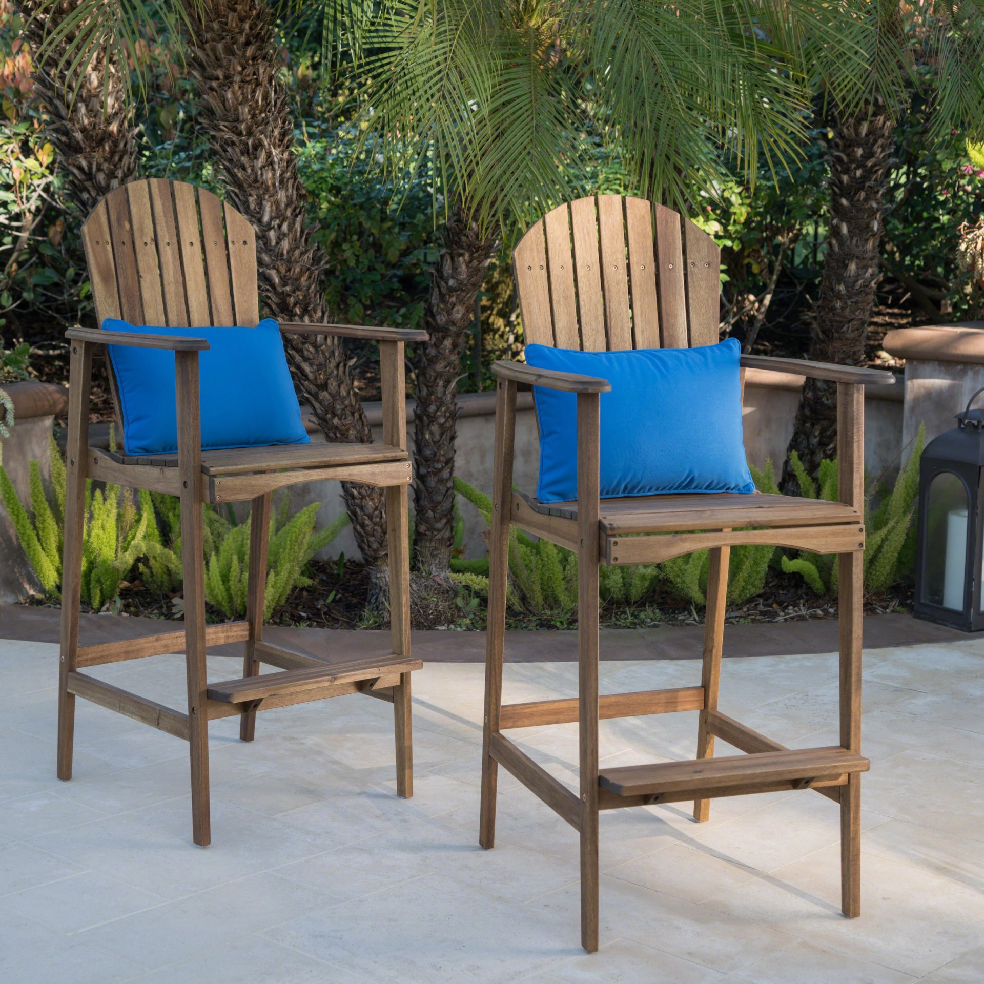 Outdoor Adirondack Barstools (Set of 2) - Natural Stained - Image 6