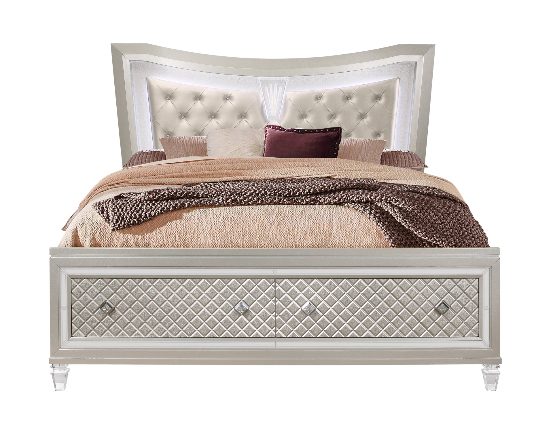 Cross - King Bed With LED - Glam Champagne - Image 9