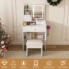 LED Vanity Mirror With Stool, 2 Drawers & 5 Storage Cabinets, Adjustable Lighting Mdf Dressing Table For Bedroom - White - Image 6