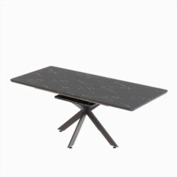 Modern Mid Century Extendable Dining Table With Metal X Shape Legs Top - Black