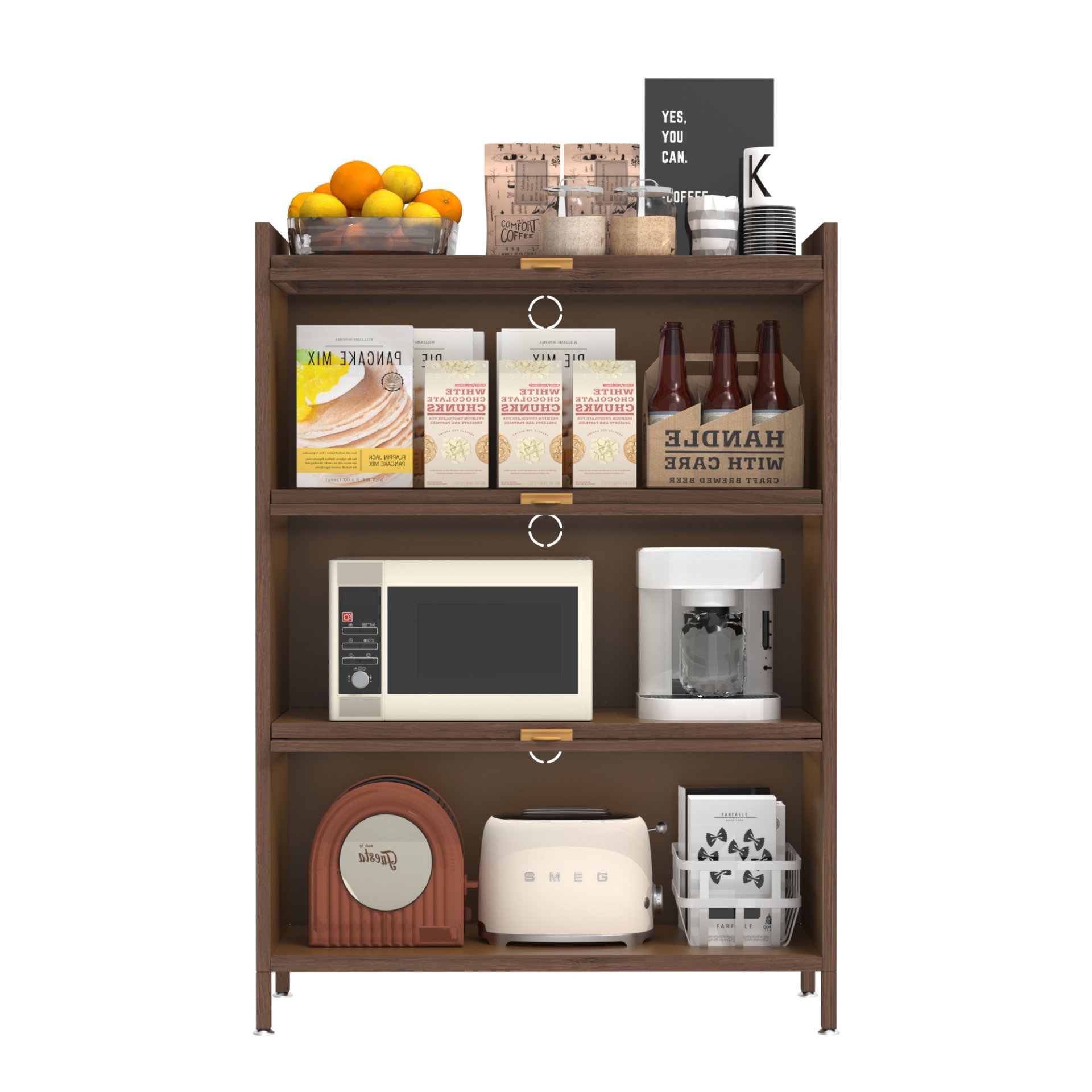 3 Flip Doors Cabinet, With Ample Storage Space For Living Room - Walnut - Image 18