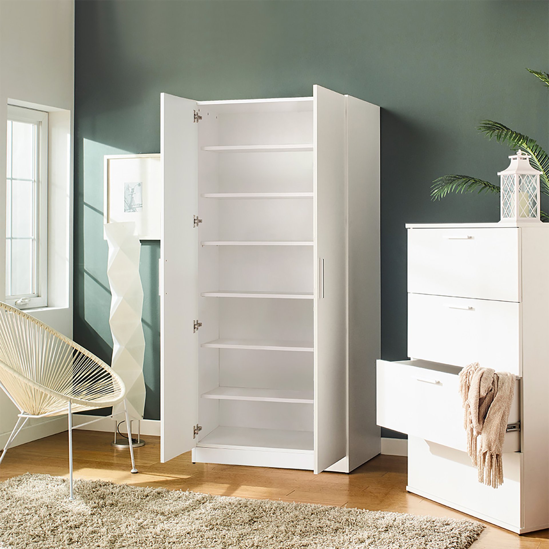 Mia Tall Shoe Cabinet With 6 Shelves - White - Image 5