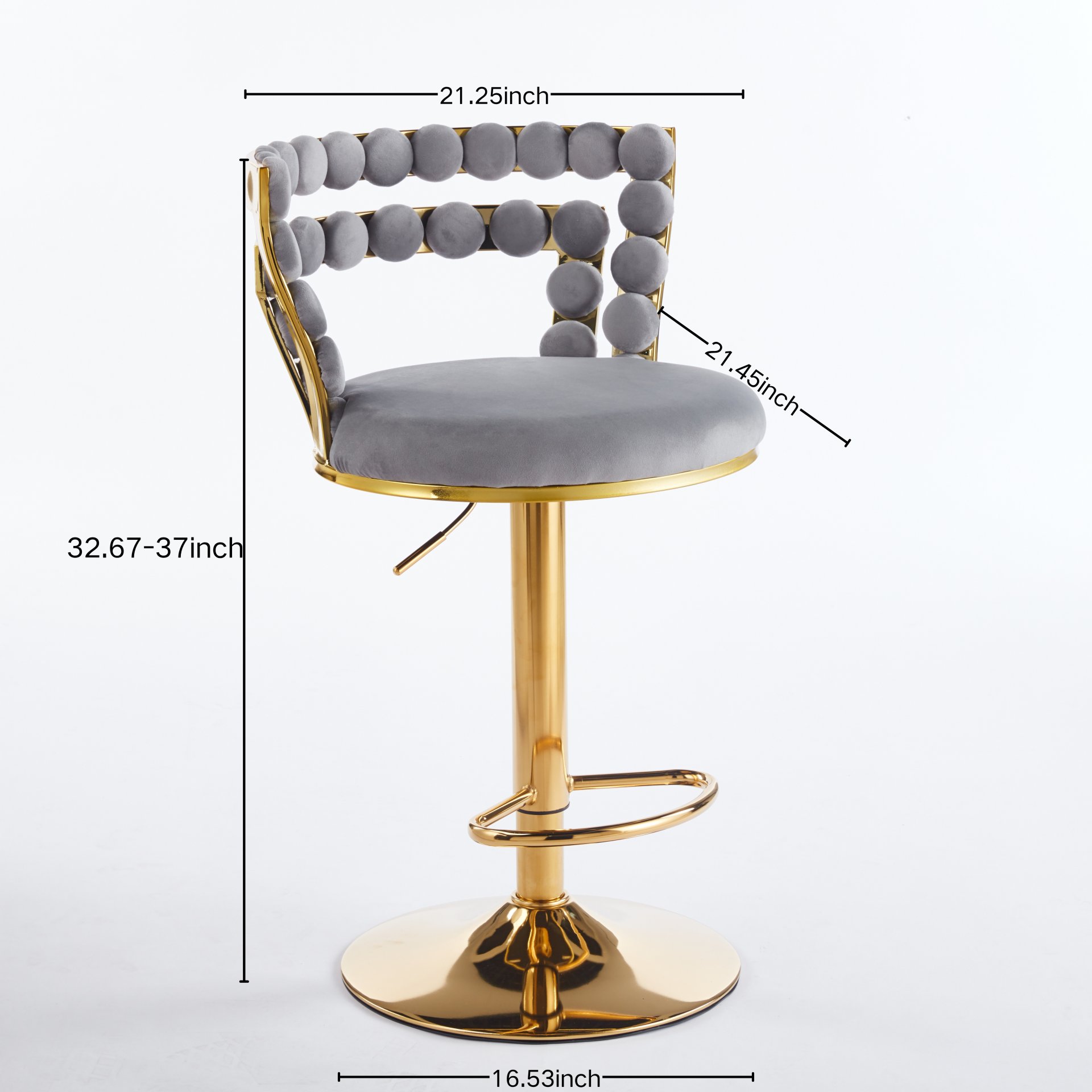 Bar Chair With Tube Legs (Set of 2) - Golden / Grey - Image 3