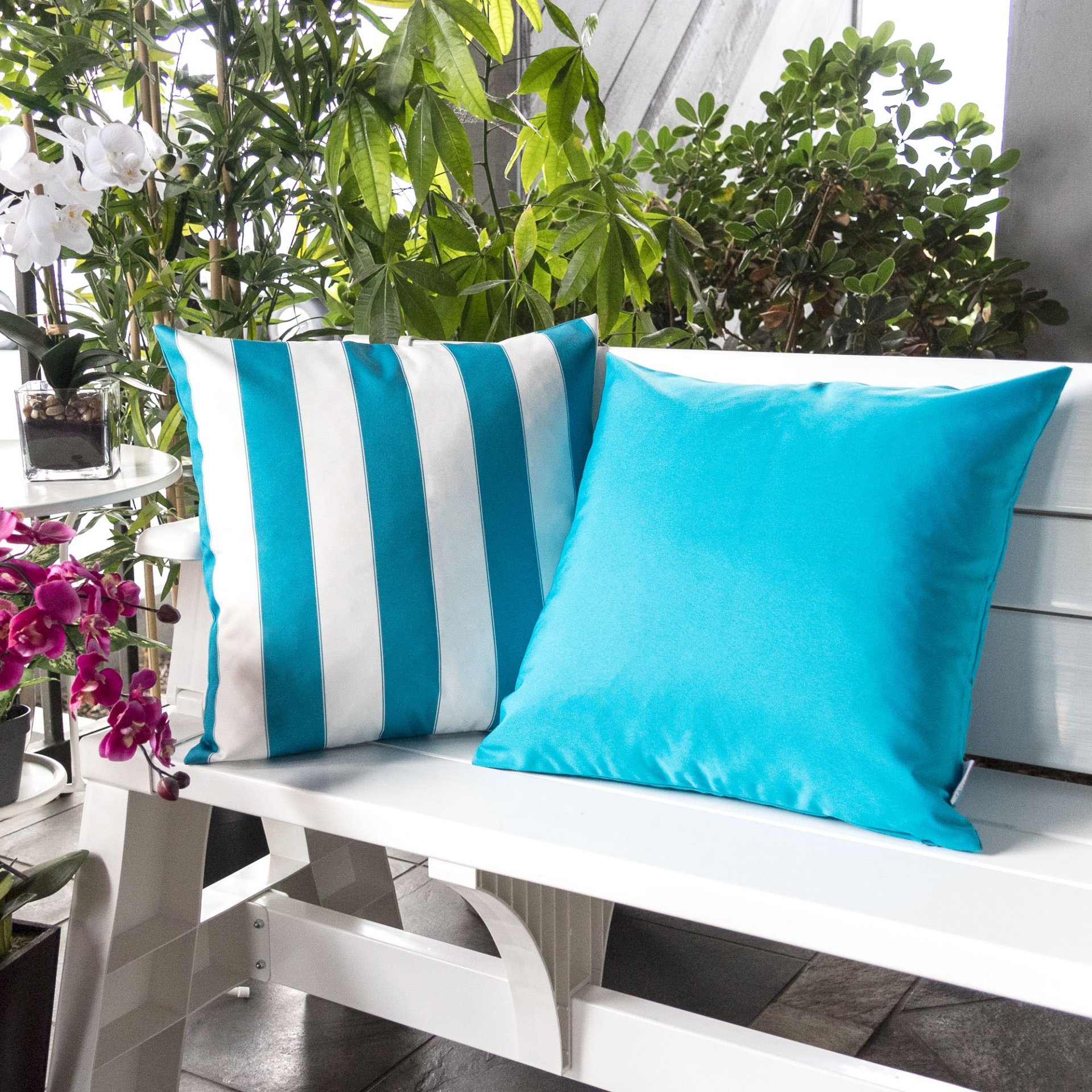 Amazon Rainforest - Solid Pillow Outdoor & Indoor, Soft Touch - Aqua - Image 7