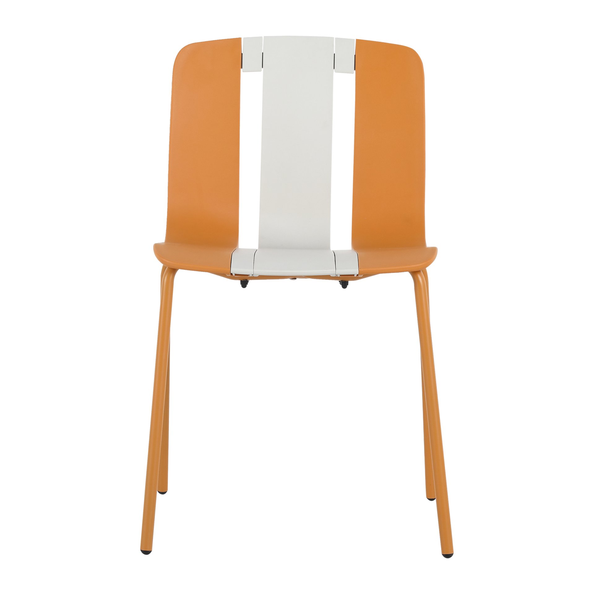 4 Piece Set Of Modern Striped Color Blocking Single Chairs, Waterproof And Fade Resistant - White / Orange - Image 13