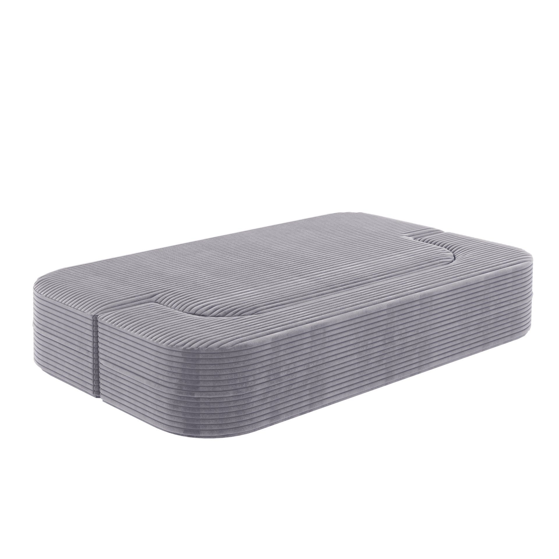 2 In 1 Foldable Sofa Plush Corduroy Sofa Convertible Floor Sofa Bed Deep Seating With Multi Functional Blanket Suitable For Living Rooms - Light Gray - Image 15