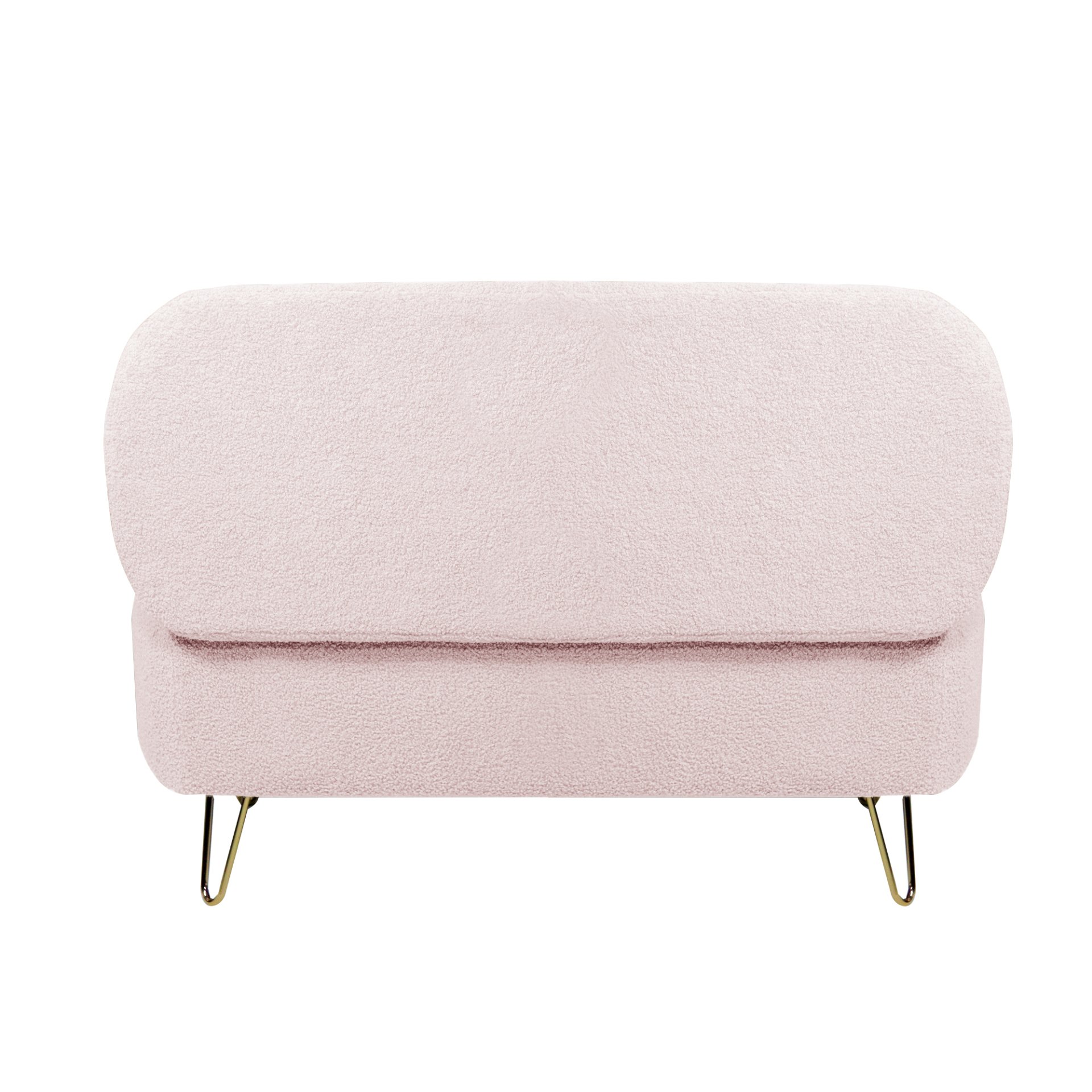 Storage Ottoman Bench For End Of Bed Gold Legs, Modern Gray Faux Fur Entryway Bench Upholstered Padded With Storage For Living Room Bedroom - Pink - Image 14