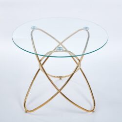 Dining Table With Glass Top - Golden