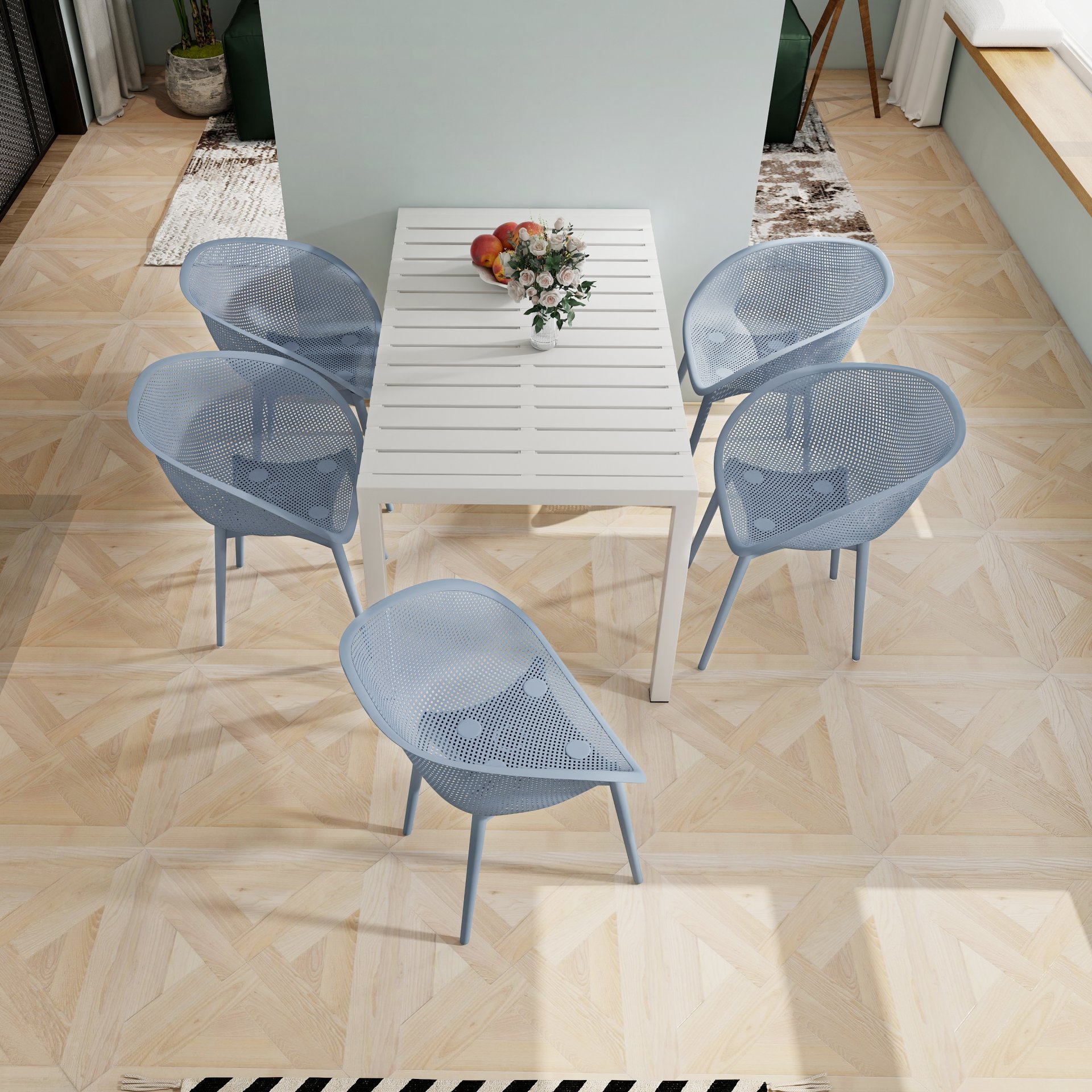 2 Piece Durable Single Chair With Mesh Hollow Out Design - Light Gray - Image 4