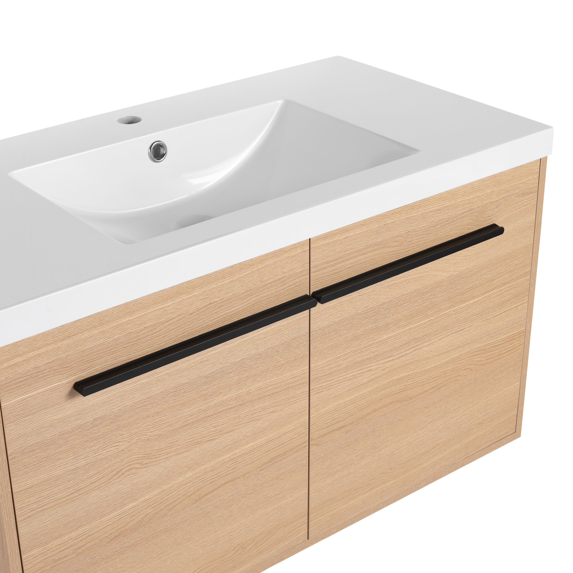 Bathroom Vanity With Resin Countertop Sink, 2 Doors Cabinet Set - Oak - Image 15