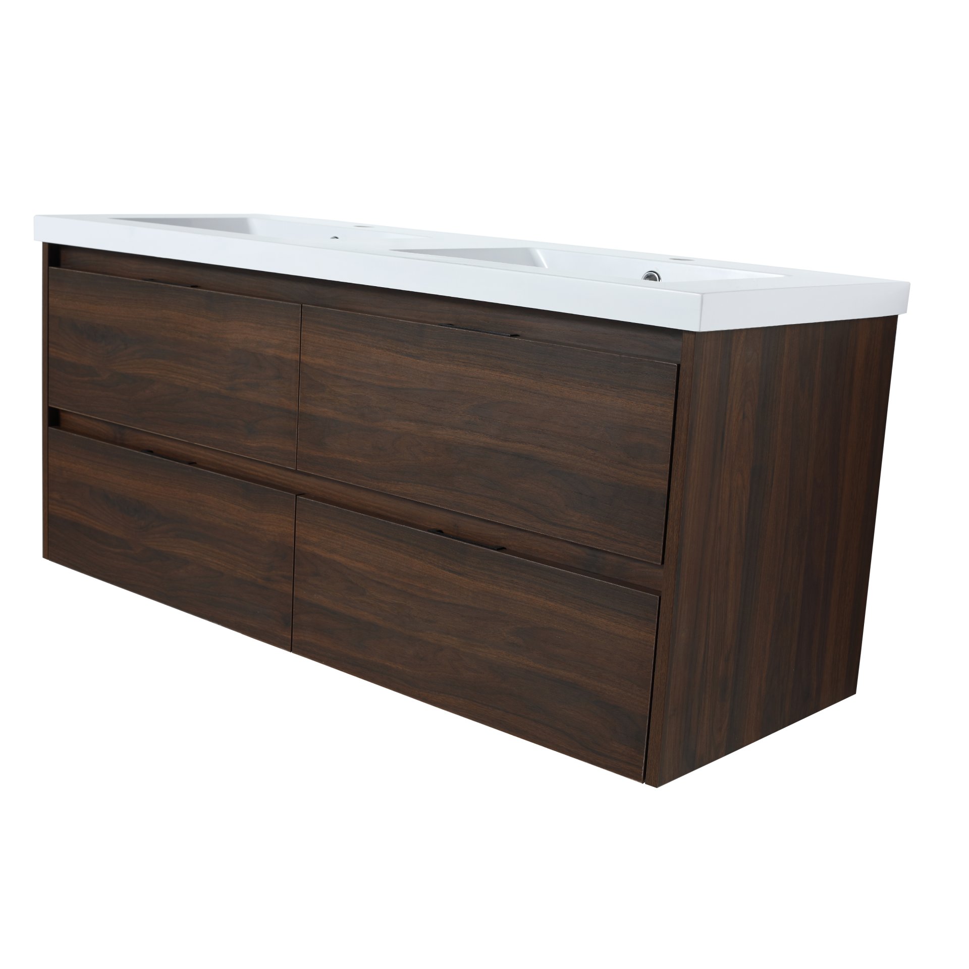 Modern Bathroom Vanity With Dual Resin Sink, Soft Close Drawers - California Walnut - Image 20