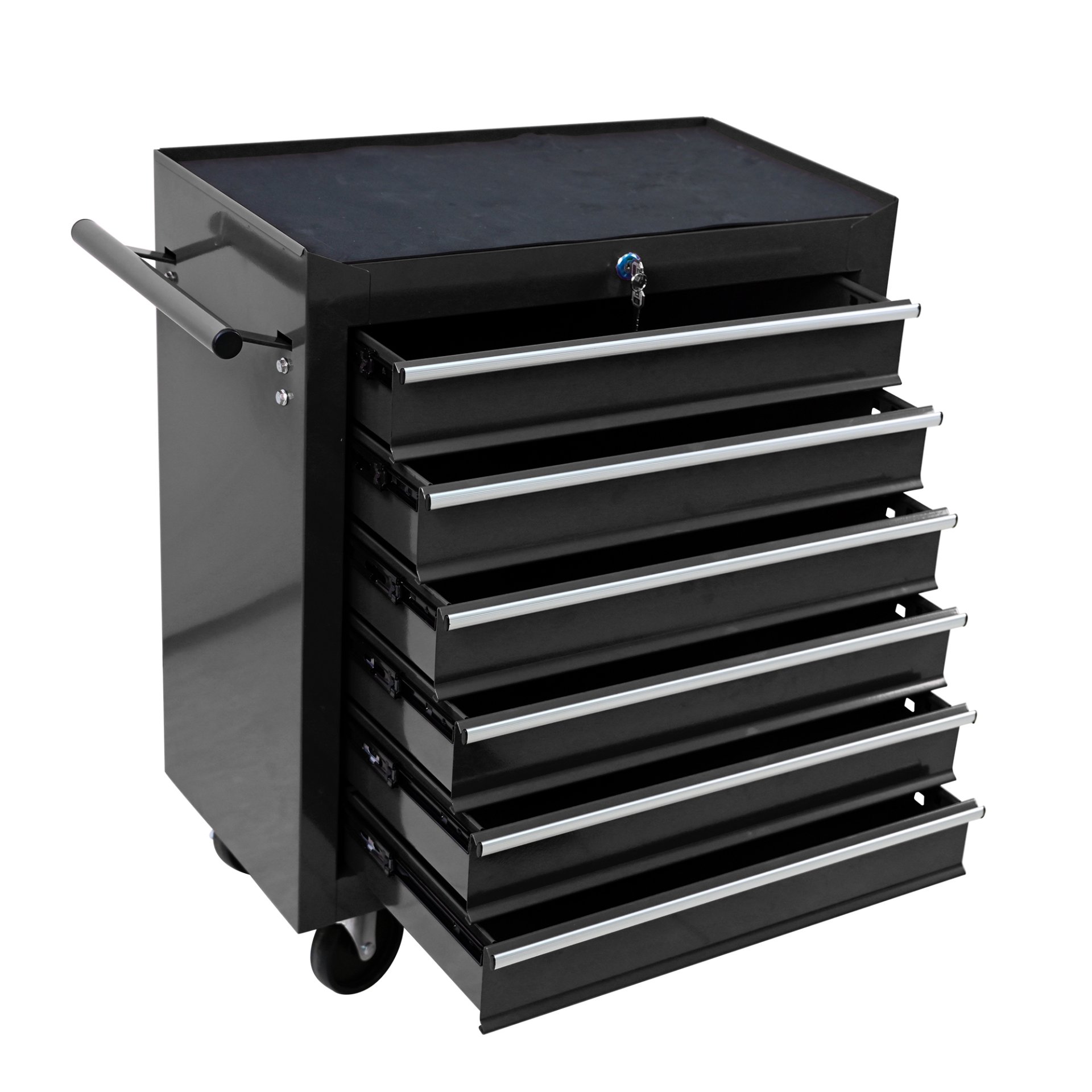 Rolling Tool Chest, 6 Drawer Tool Box With Wheels, Heavy Duty Industrial Service Cart Storage Organizer With Locking System, Rolling Tool Box Organizer Tool Case For Garage, Repair Shop - Black - Image 7