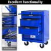 Rolling Metal Tool Chest With 4 Drawers, 20" Steel Storage Cabinet With Ball Bearing Slides - Black / Blue - Image 7