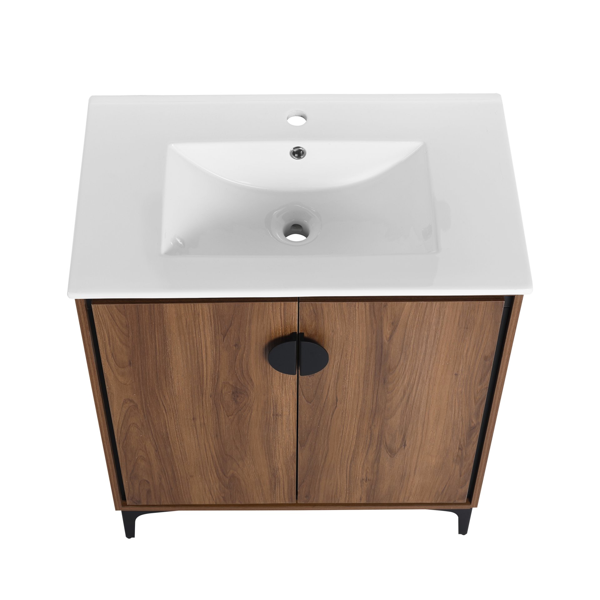 Bathroom Vanity Freestanding Cabinet With Sink - Brown - Image 12