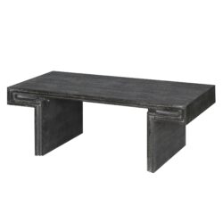 American Vintage Industrial Coffee Table, Premium Reclaimed Wood Texture, Double Tier Structure - Antique Black