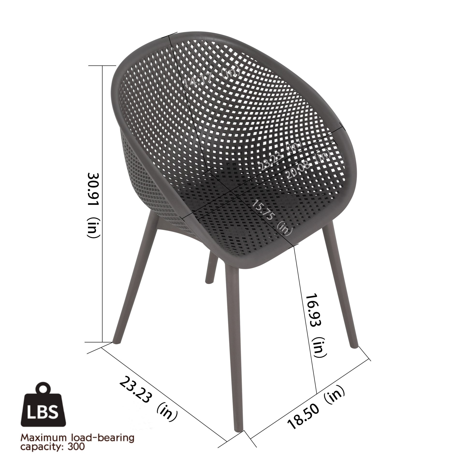 2 Piece Durable Single Chair With Mesh Hollow Out Design - Warm Gray - Image 3