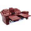 3 Pieces Recliner Sofa Sets Home Theater Seating Manual Recliner Chair With Center Console And Led Light Strip For Living Room - Wind Red - Image 21