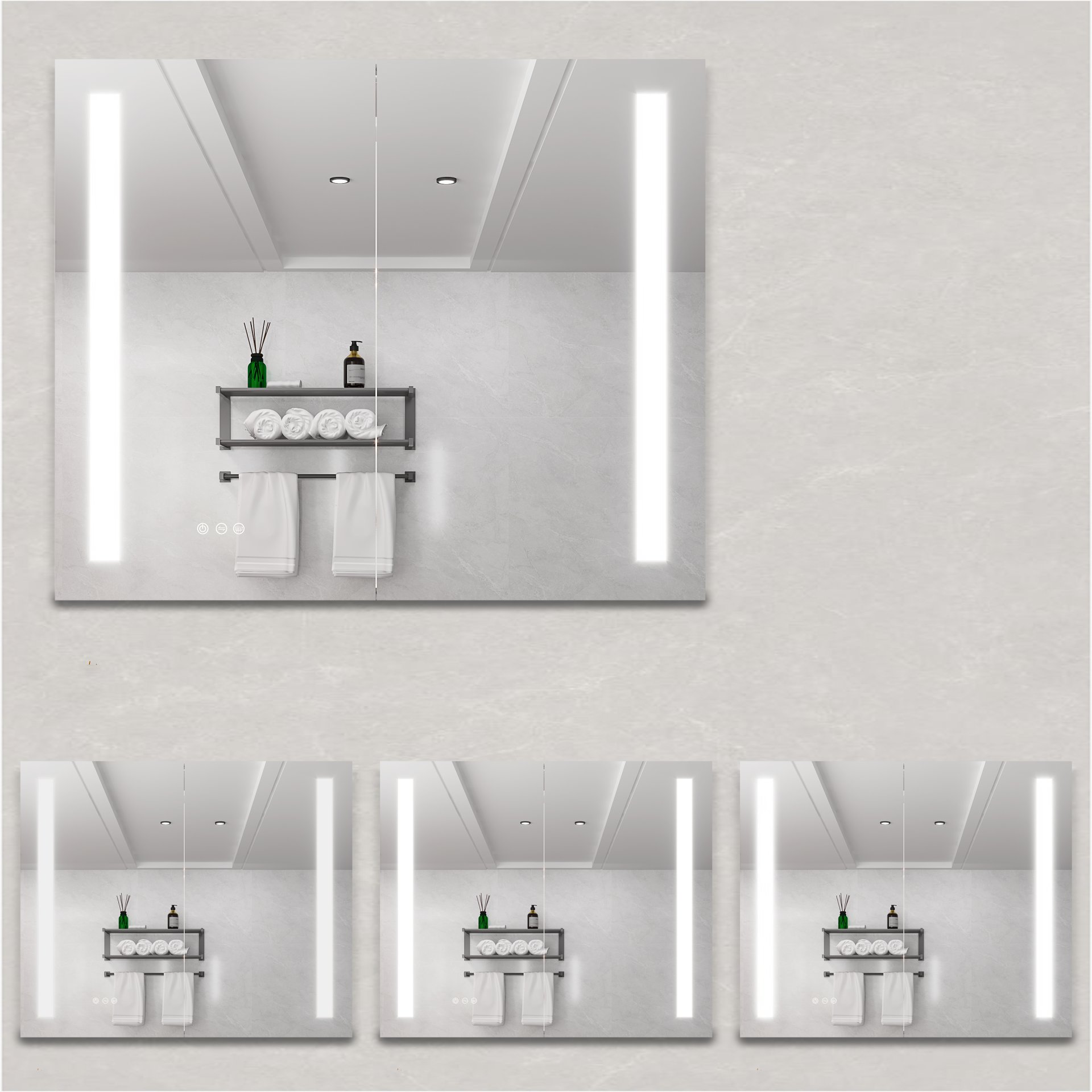 36" X 30" Medicine Cabinet With LED Vanity Mirror, Anti-Fog, Dimmable, Recessed Or Surface Mount, Aluminum 3000K~6000K Lighted Double Door Bathroom Cabinet With Touch Switch - Silver - Image 8