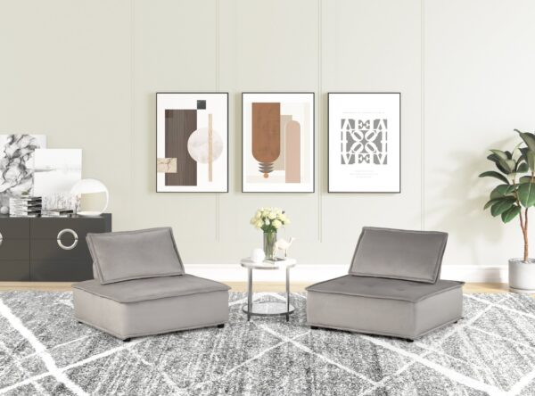Anna - Armless Lounge Chair (Set of 2) - Light Gray