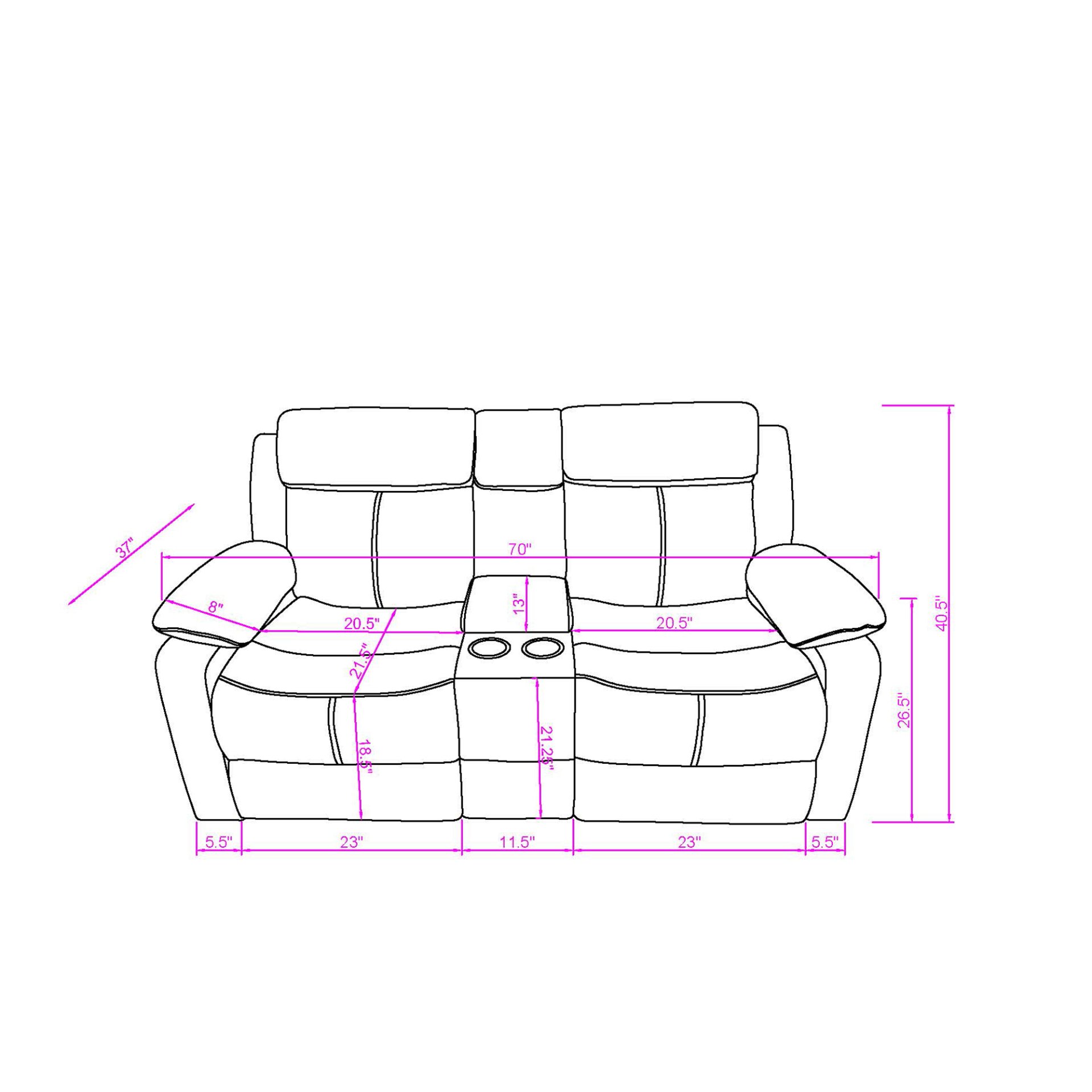 Blanche - 3 Piece Reclining Sofa And Loveseat And Recliner With LED Lights - White - Image 5