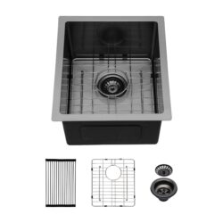 Kitchen Sink 15" X 17" X 10" Single Bowl 16 Gauge Undermount - Gunmetal Black