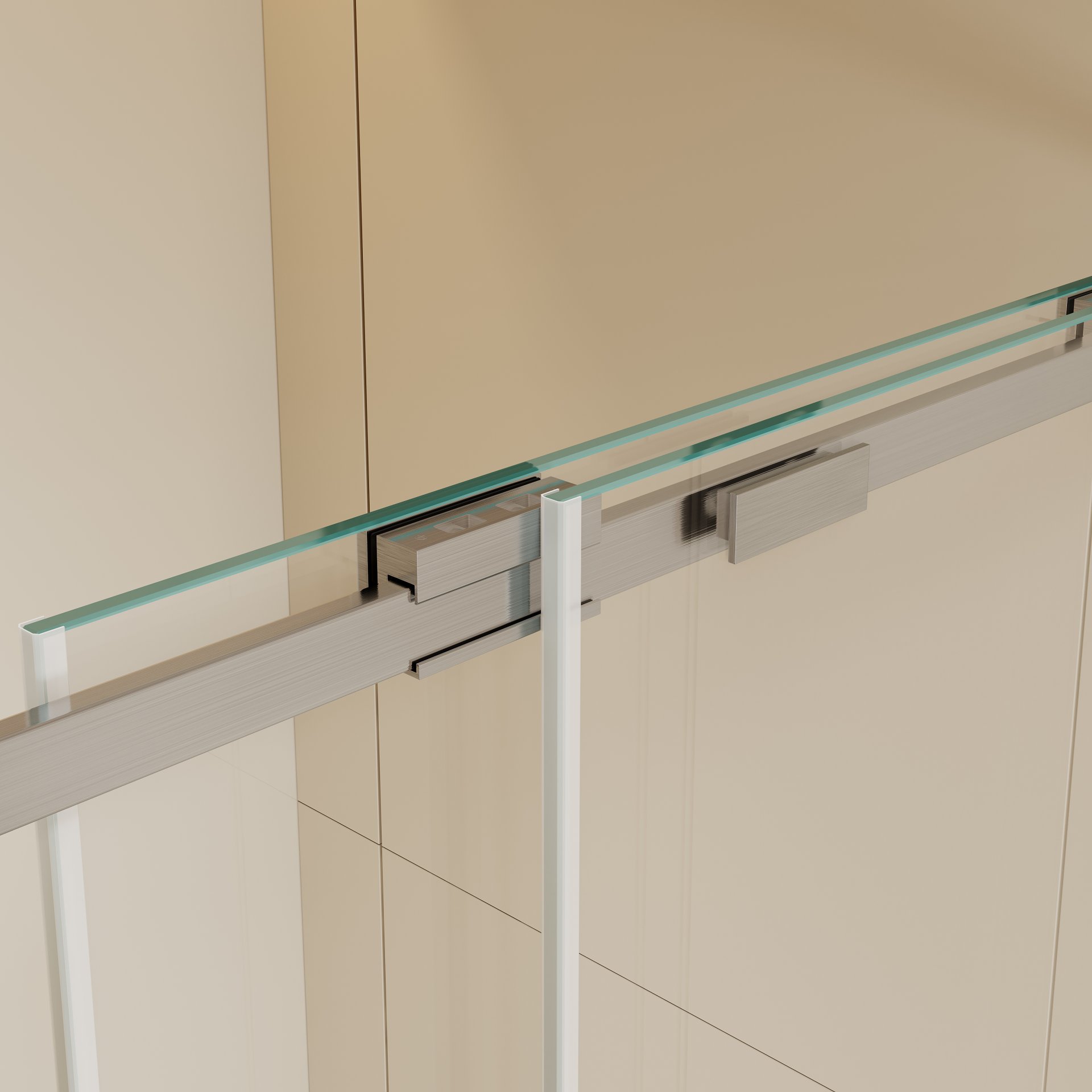 Semi Frame Single Sliding Shower Door - Brushed Nickel - Image 7