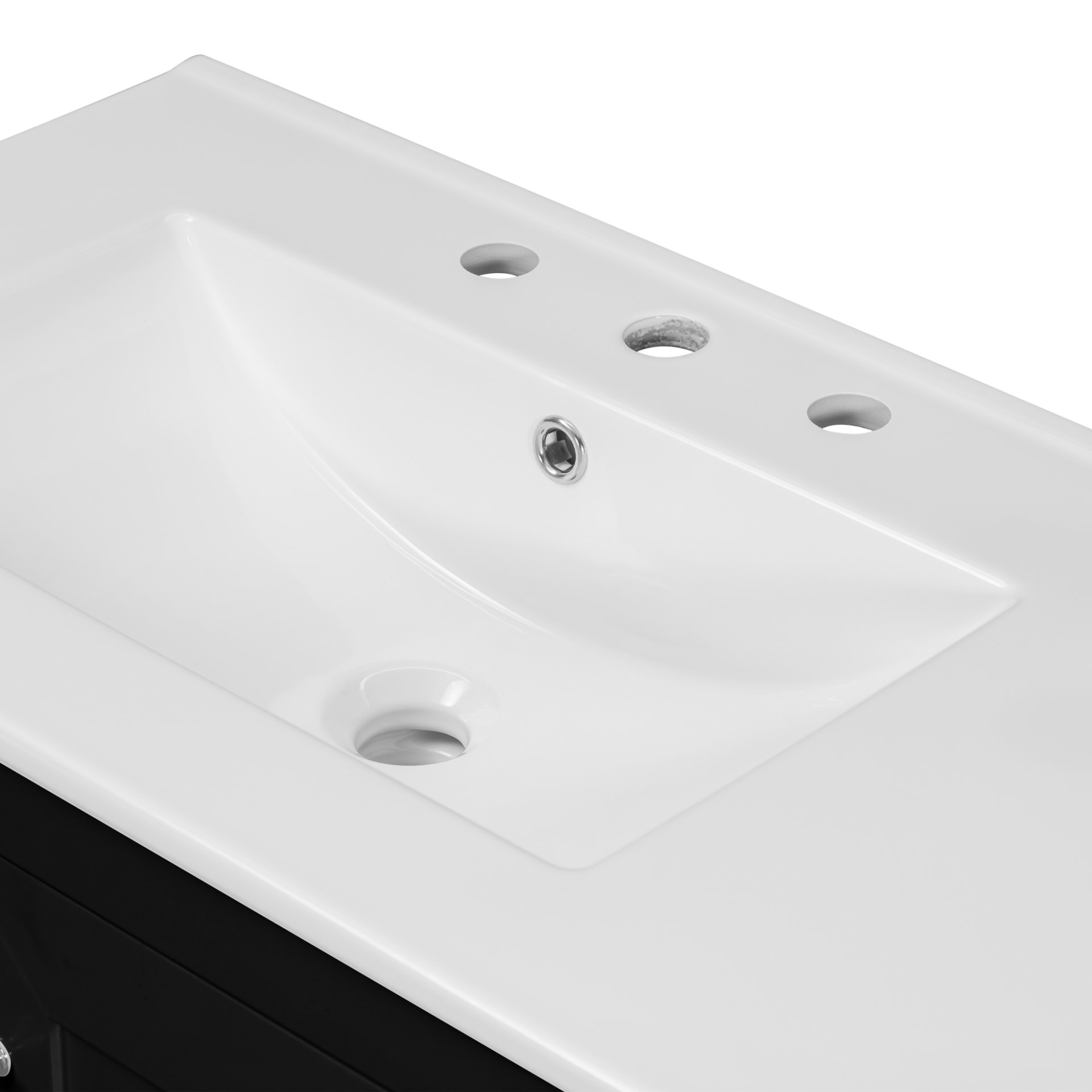 Bathroom Vanity With Ceramic Sink Combo, Abundant Storage Cabinet 2 Soft Close Doors And 5 Drawers - Black - Image 19