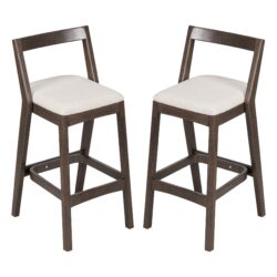 Jasper - Indoor Barstool With Upholstery (Set of 2) - Beige / Dark Brown