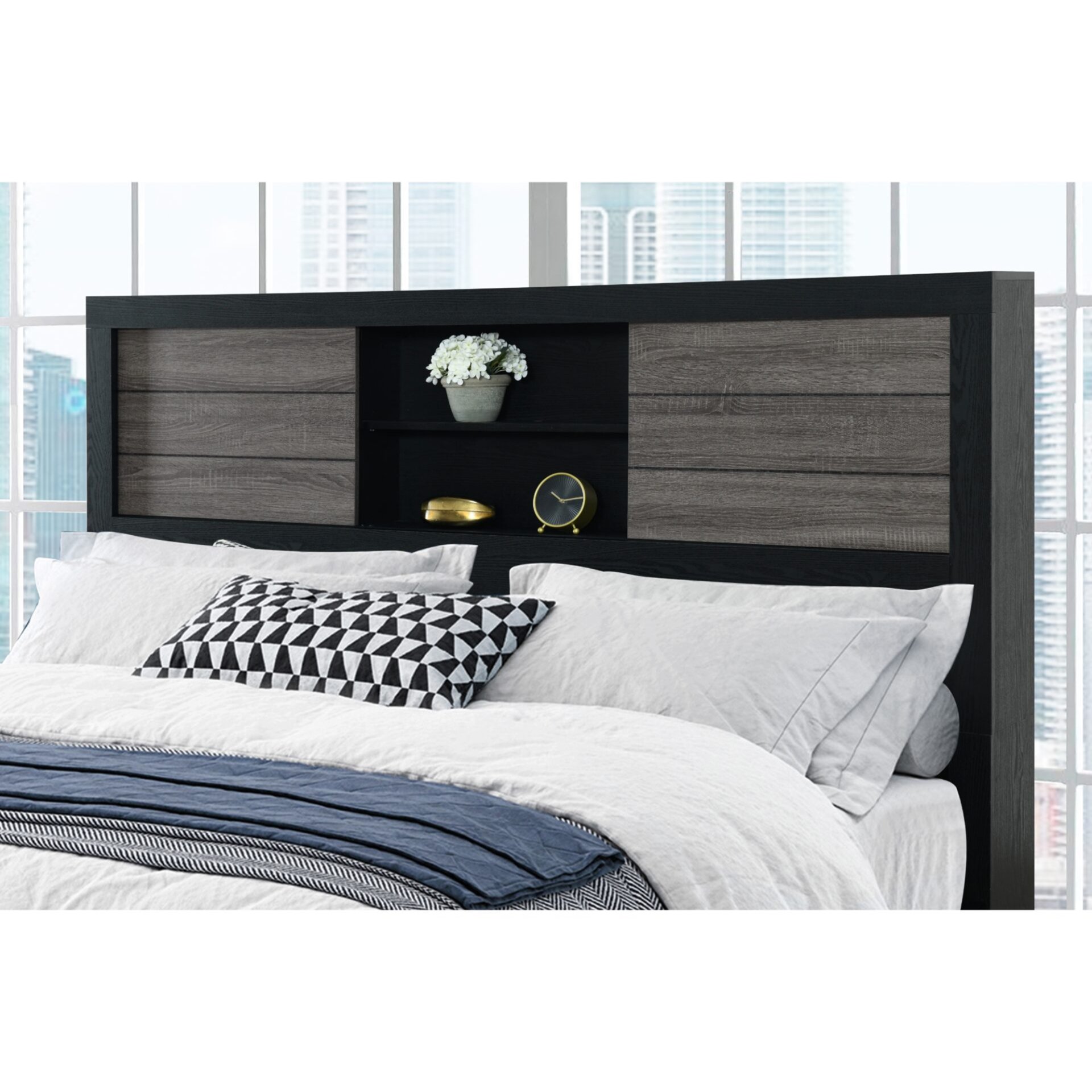 Soluto - Bookcase Queen Bed 5 Piece Set - Black / Gray - Image 12