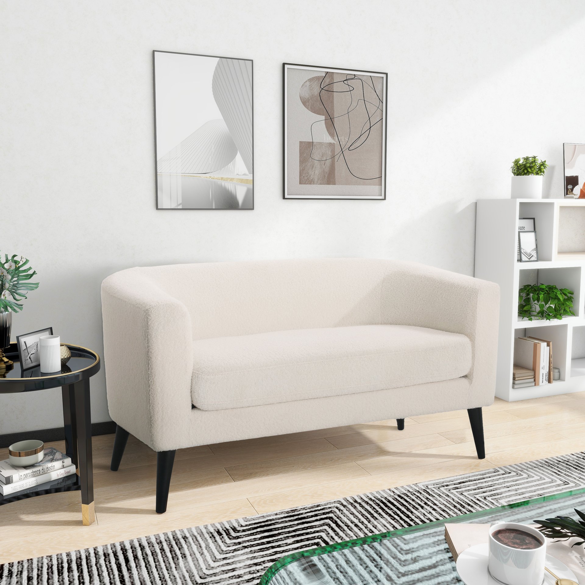 Modern Design Style Loveseat - White - Image 2