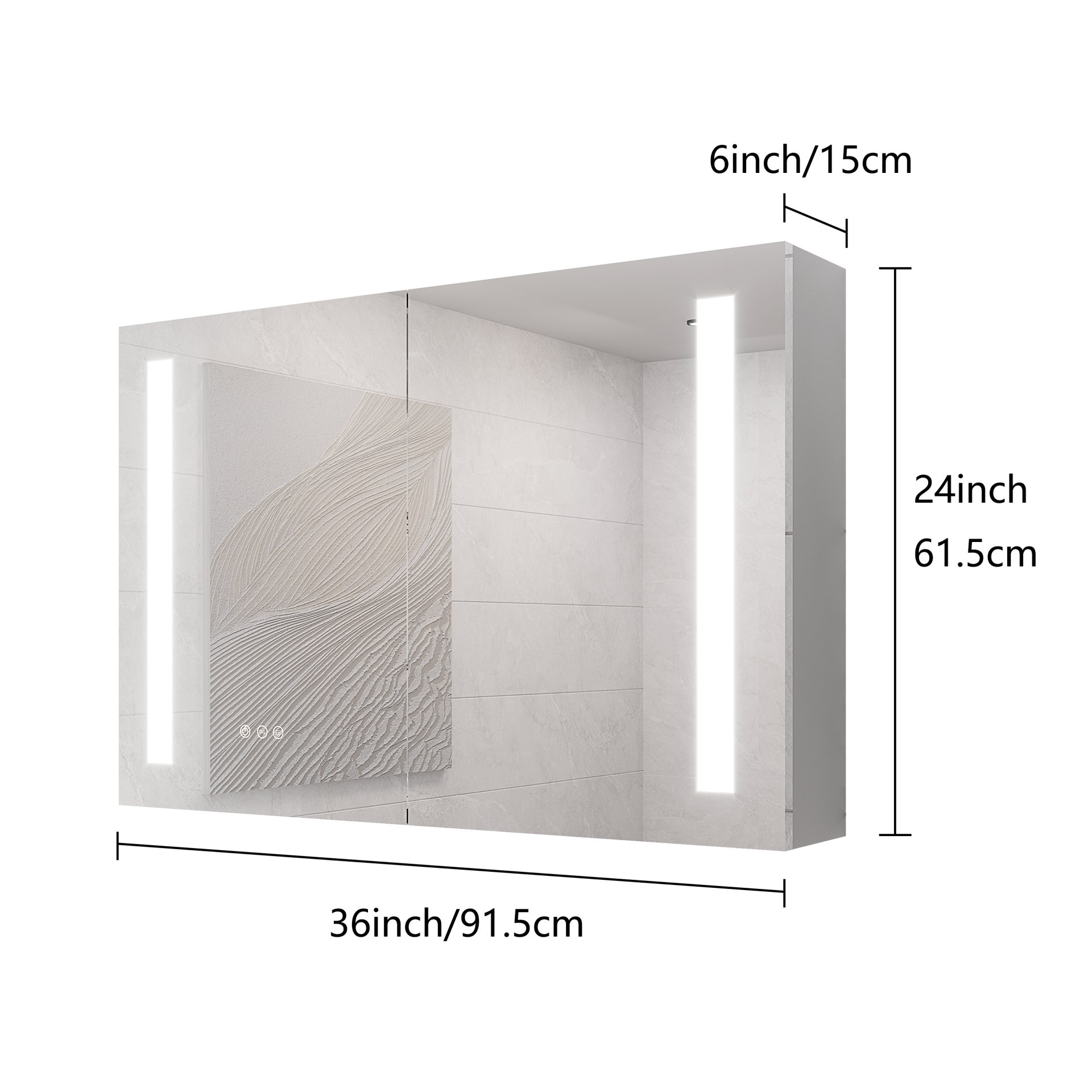 Bathroom Medicine Cabinet With Lights, LED Medicine Cabinet With Mirror, Double Door Lighted Medicine Cabinet With Defogger, Dimmer, Surface Mount - Silver - Image 3