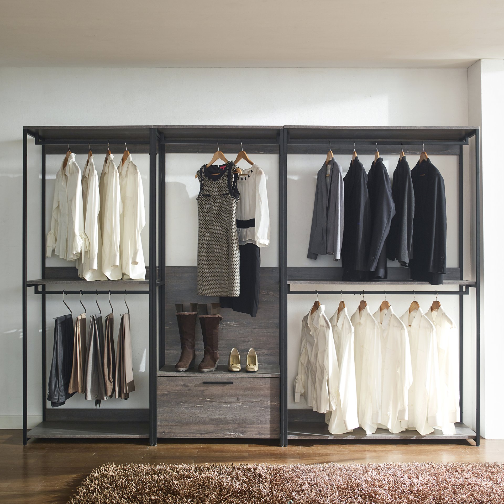 Monica - Wood Walk In Closet System & Modular Design Melamine - Rustic - Image 2