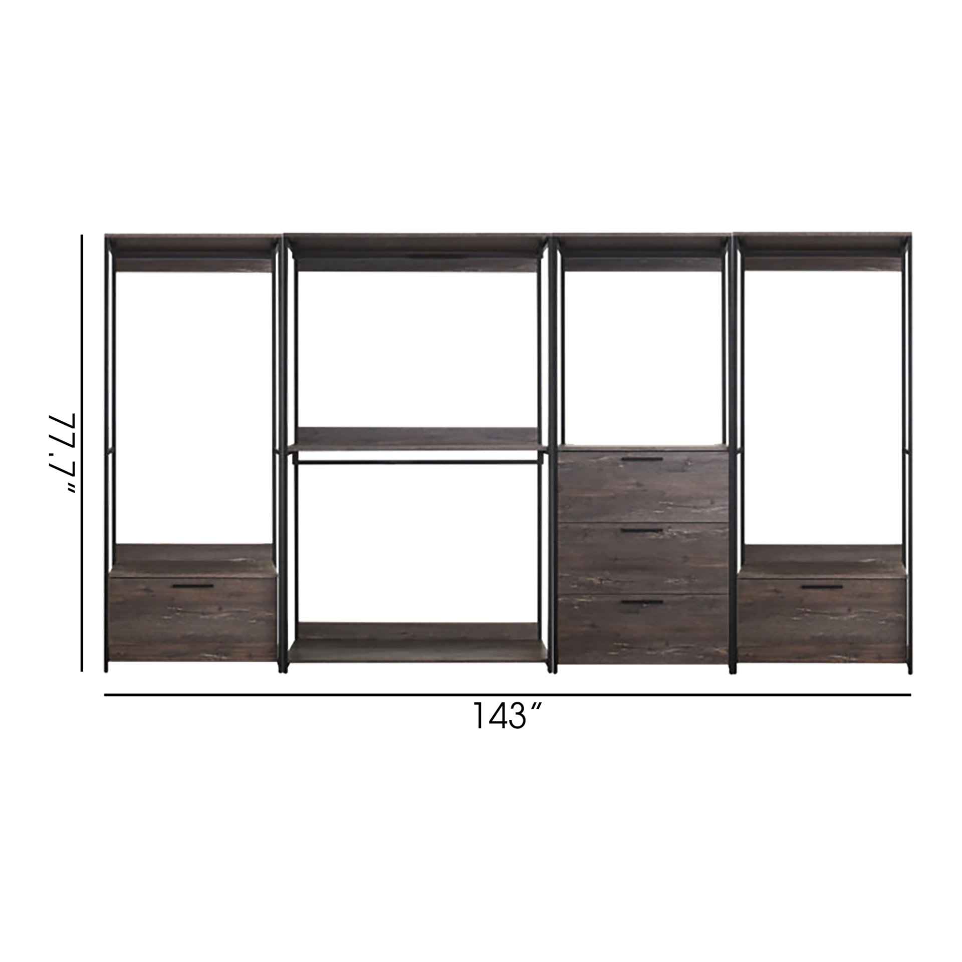 Monica - Wood Walk In Closet System With Modular Design Melamine - Rustic - Image 3