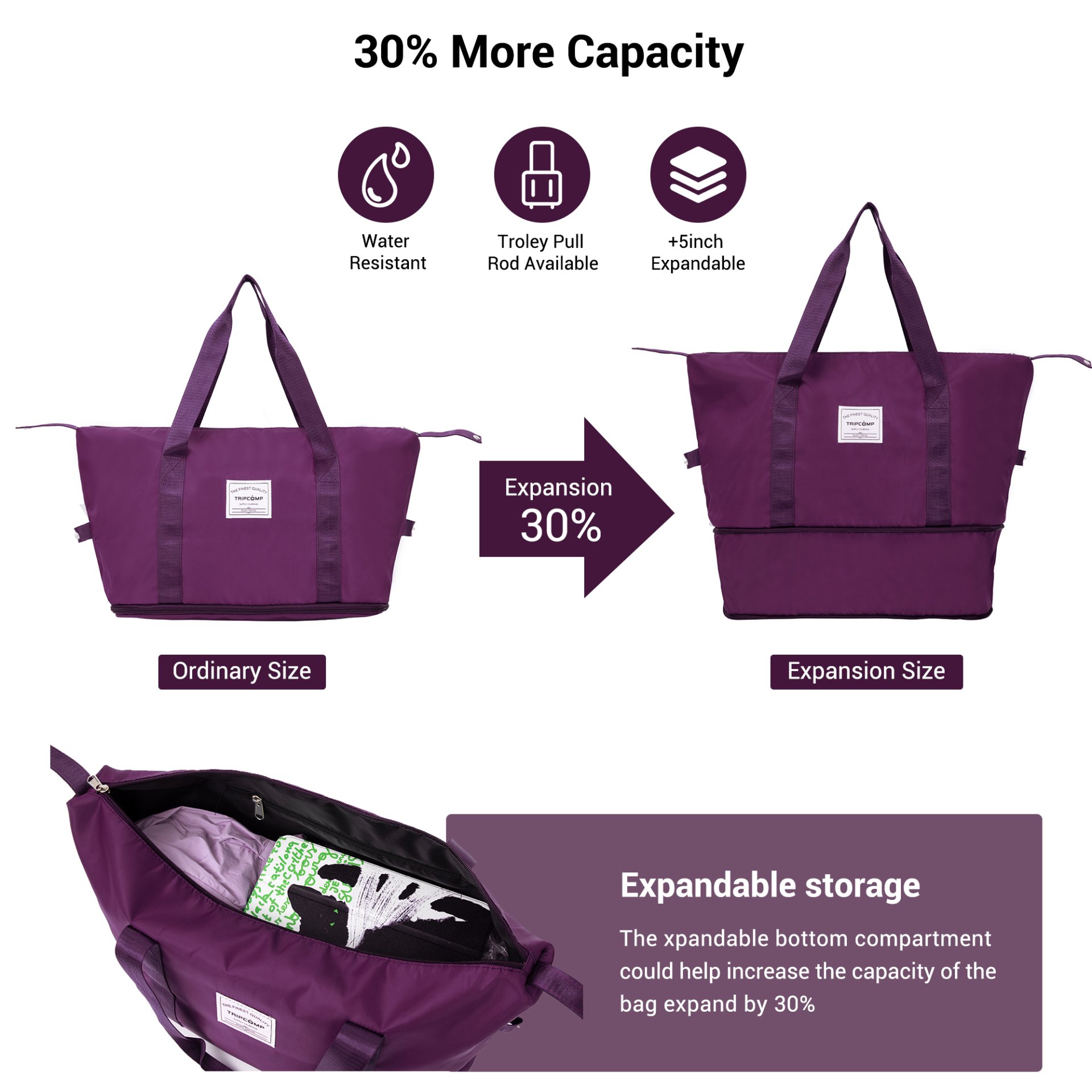 Luggage Set Of 5 Pieces, Expandable Hard Pc Luggage Set With Tsa Lock For Rotating Wheels, Lightweight Rolling Luggage - Wine Red - Image 4