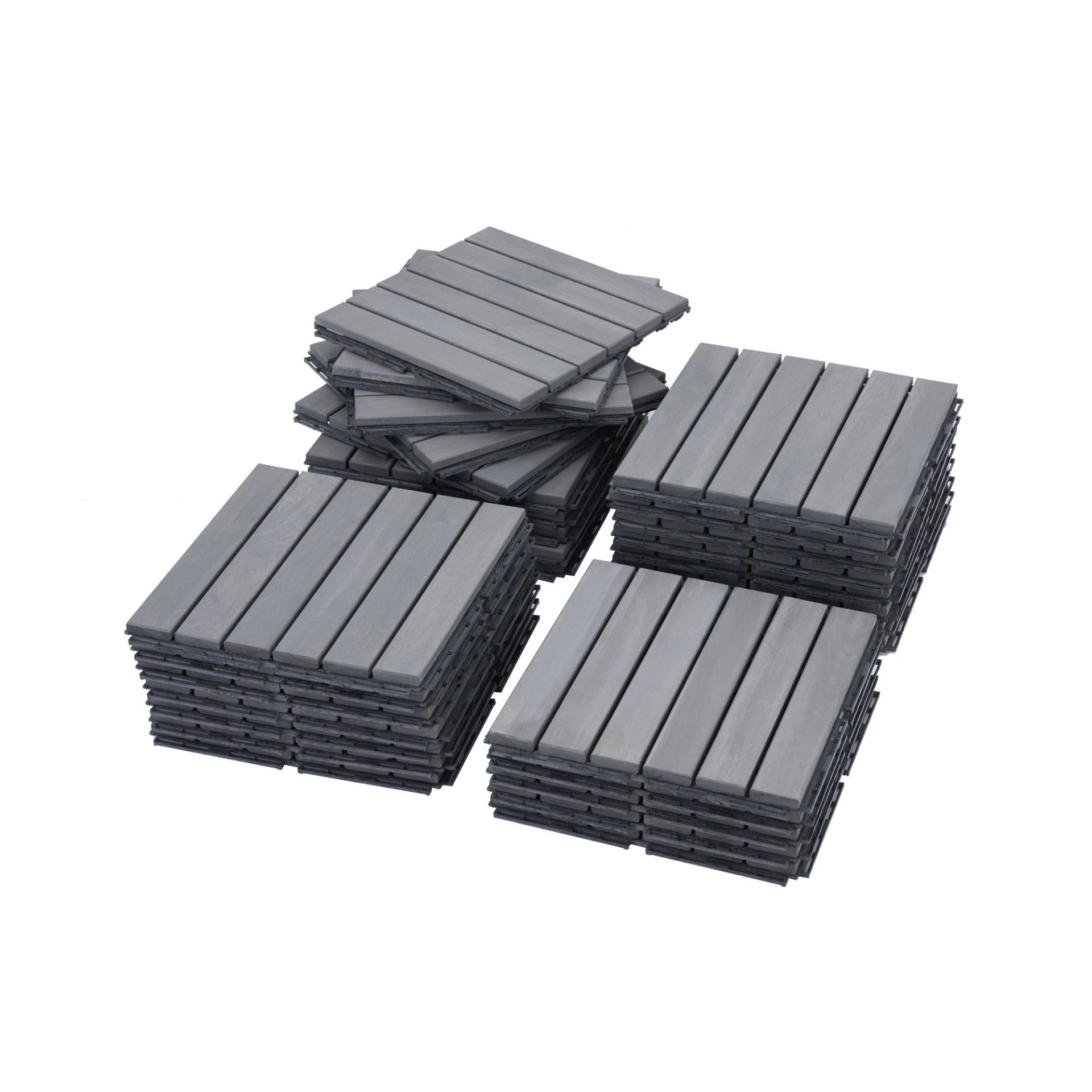 Interlocking Deck Tiles Striped Pattern Light Square Outdoor Flooring - Light Gray - Image 23